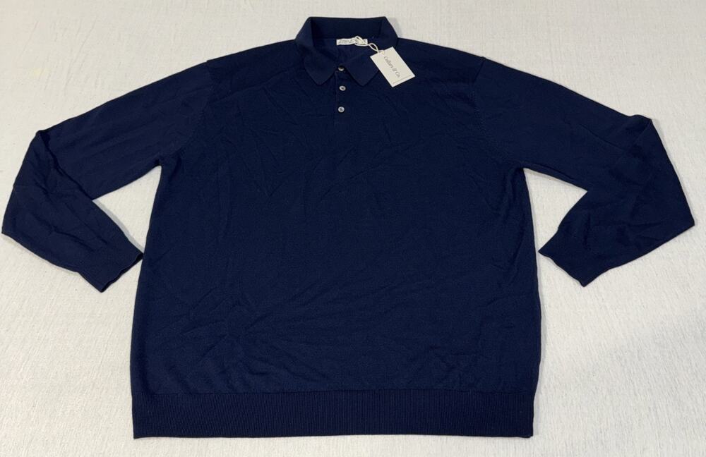 Collars & Co. Australian Marino Wool Sweater 1/4 Button Navy Men’s 3XL NWT